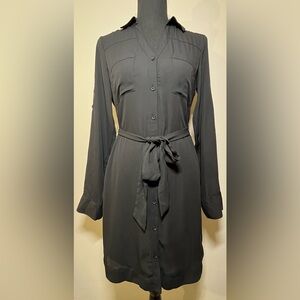Express Button Down Tie Waist Shirt Dress